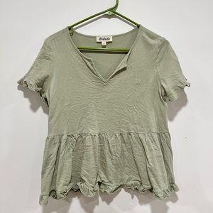 Sage Green Ruffle Top